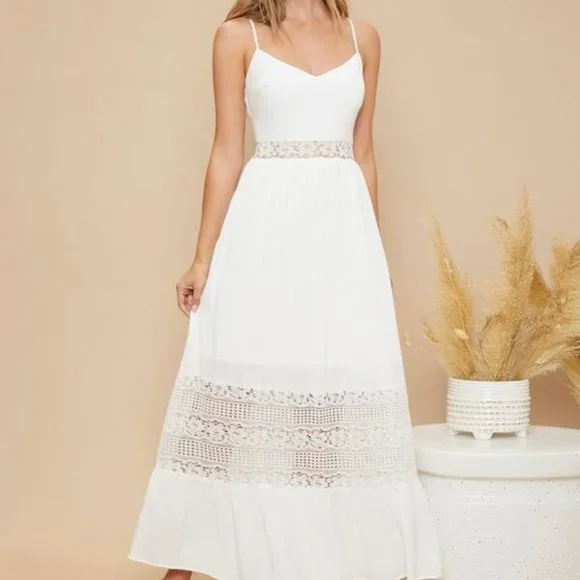 Lace Insert Ruffle Hem Slip Dress - Picture 4 of 15